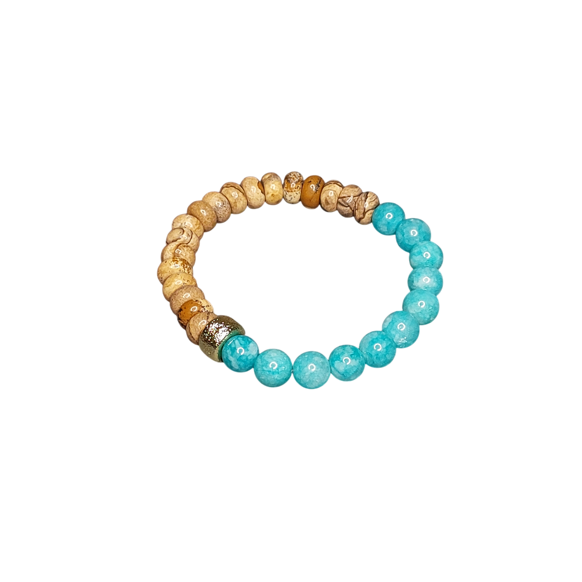 Браслет з аквамарину та яшми